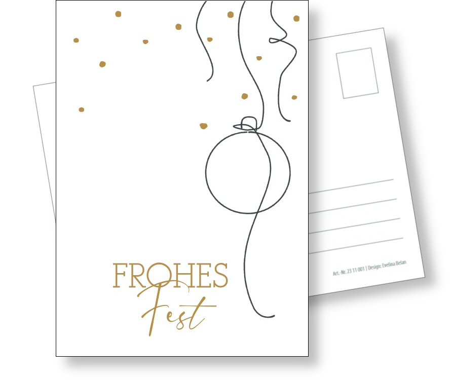 Postkarte 'Frohes Fest' Weihnachtskugel